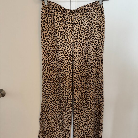 Women's Mid-Rise Straight Leg Satin Pull-On Pants - A New Day™ Leopard Print - Picture 4 of 4